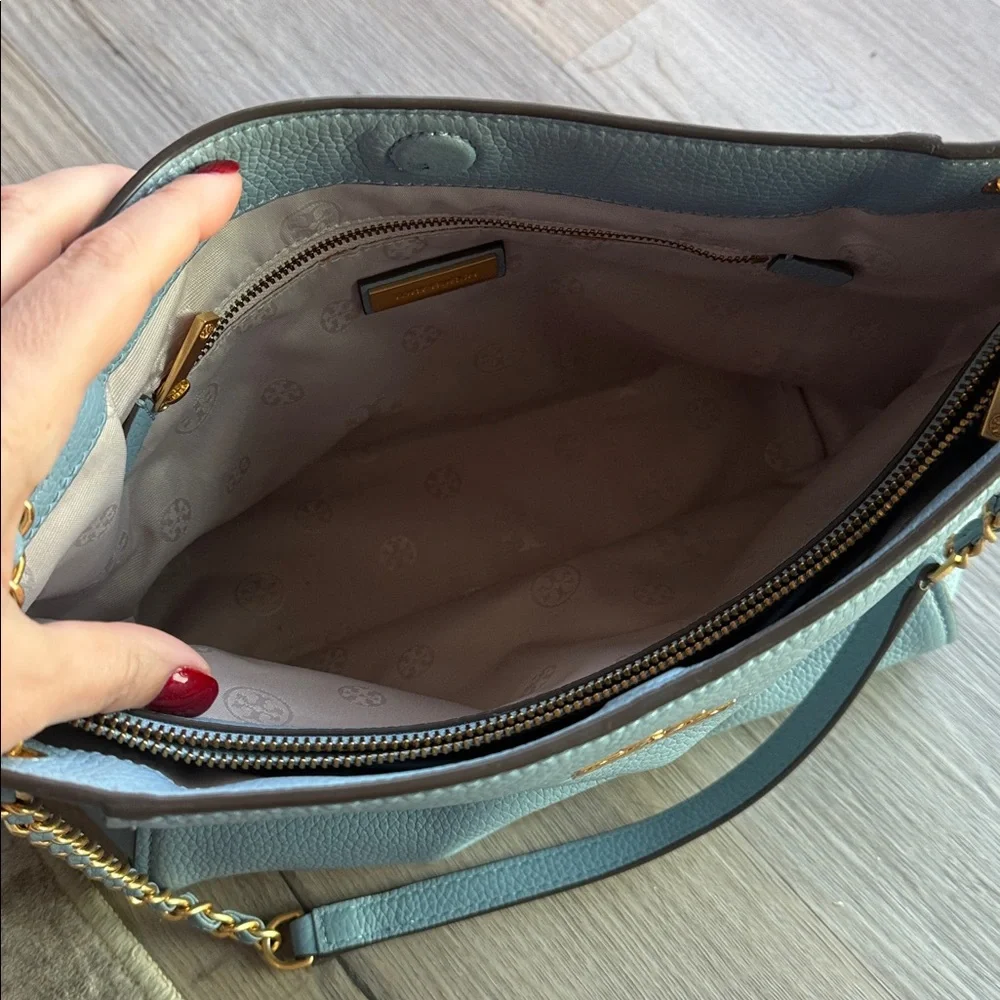 Tory Burch Light Blue Shoulder Bag with Gold Accents - Picture 9 of 10